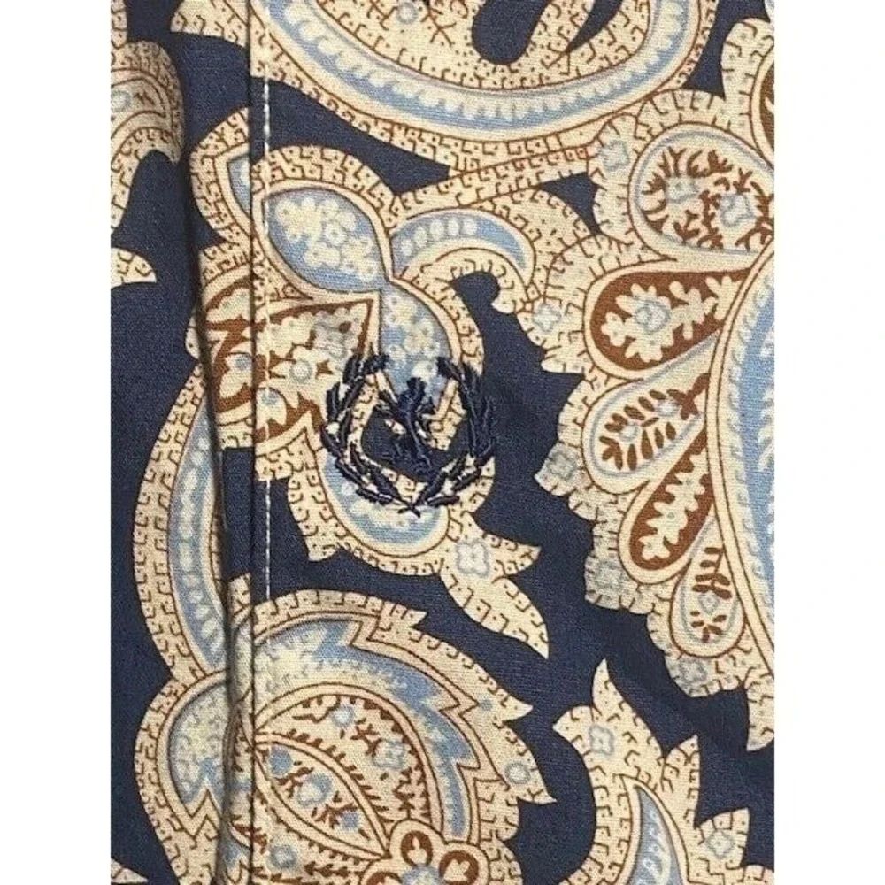 BUGATCHI UOMO Men's LARGE BLUE/White PAISLEY LONG SLEEVE Button Down Shirt - Picture 5 of 9